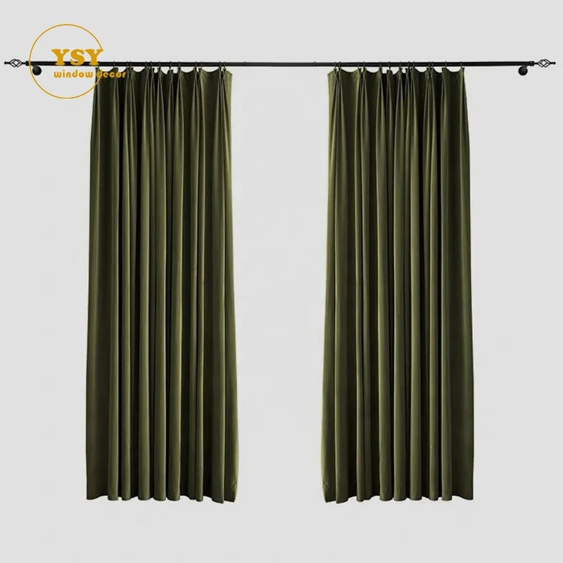 Green Color Window Drapery Supplier Luxury Velvet Fabric Curtains Set for Livingroom