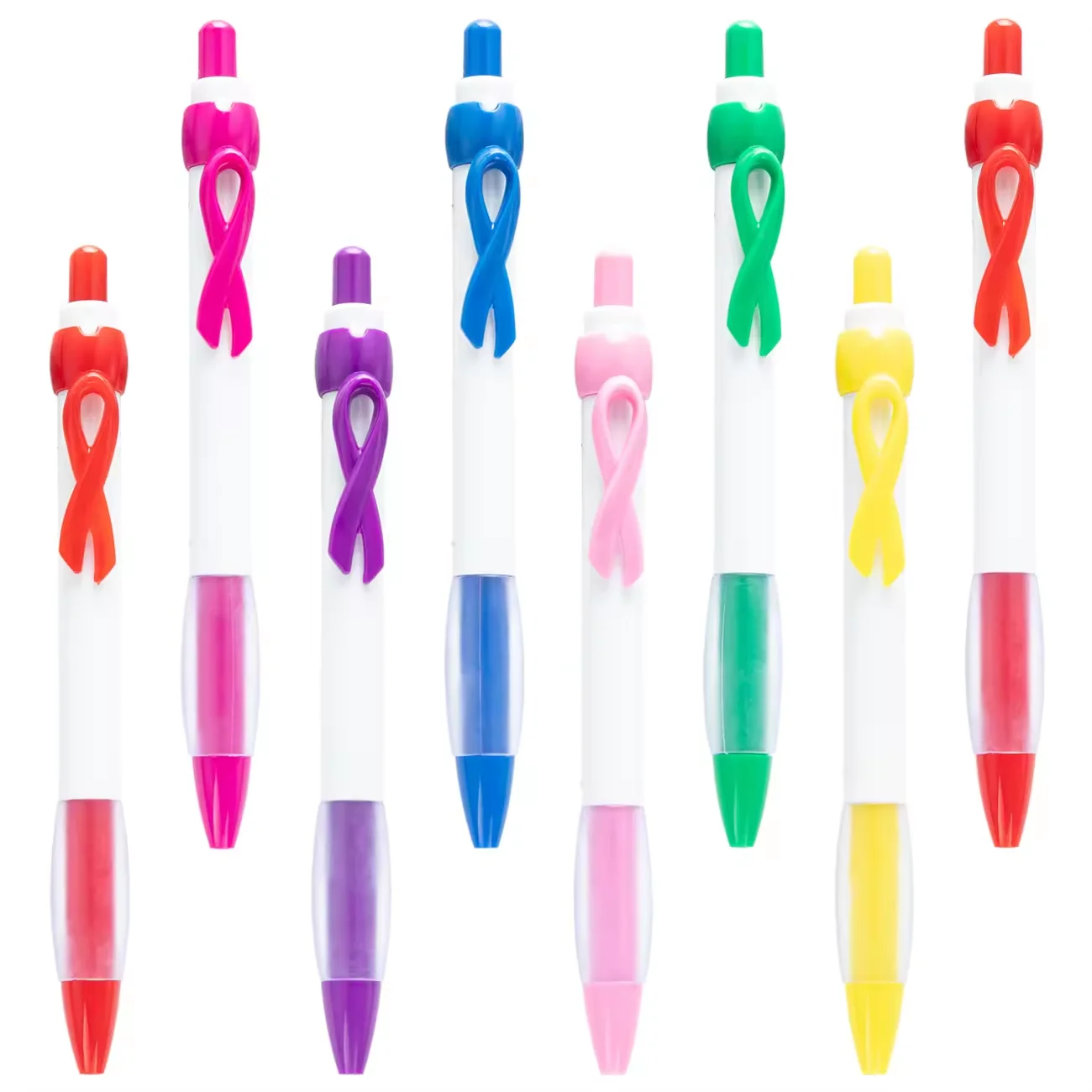 Pink Ribbon ball Pen for Women Girls Gift Plastic Breast Cancer Awareness Accessories Ribbon Plastic ballpoint pen- custom print