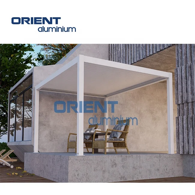 Modern waterproof outdoor pergola patio bioclimatic 3x3m 3x4m motorized Louver aluminum pergola meta