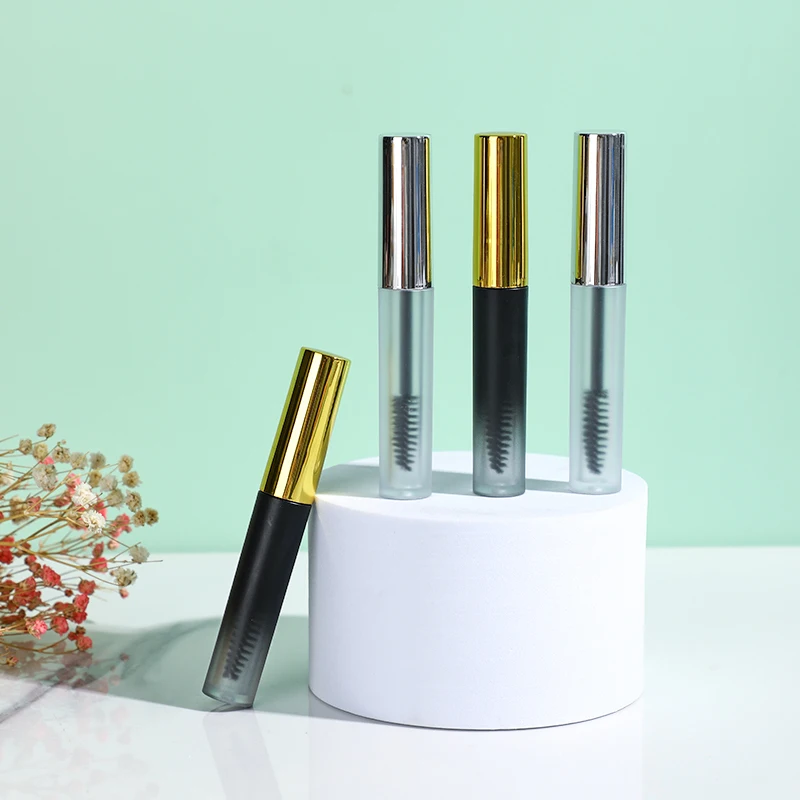 New Product Customized Logo Container PET Matt Black Empty Round Eyeliner Tube Mascara Tube 10ml