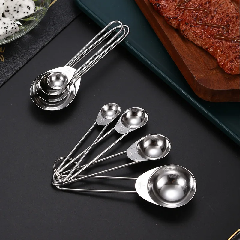 4 в 1 мерная ложка со шкалой из нержавеющей стали для муки приправ порошка измерительный инструмент