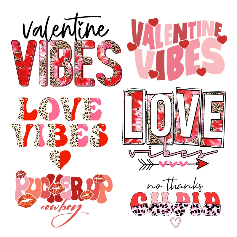 Custom Valentines Day LOVE Designs Offset Transfer Prints Iron on Flocking Patch DTF Screen Print Heat Transfers logo for