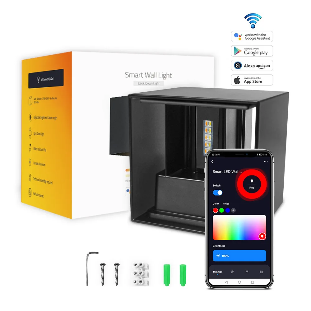 Smart APP control 16 milion colors beam angle adjustable Sync music outdoor wall lamps voice control LED wall lamps indoor