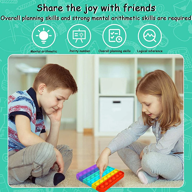 
Rainbow Push Pop Fidget Toys Autism Special Needs Stress Reliever Restore Emotions Kids Adults Iridescent Push pop Bubble 