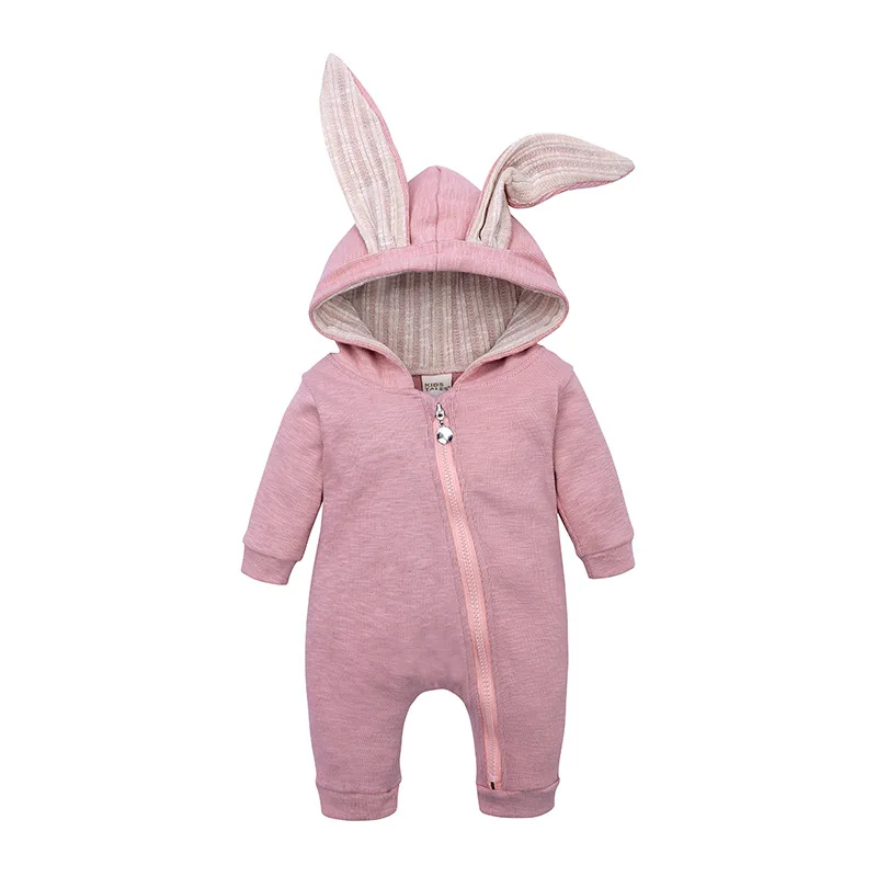Hot sale baby rompers children stereoscopic rabbit ears hooded baby rompers knit baby clothes newborn