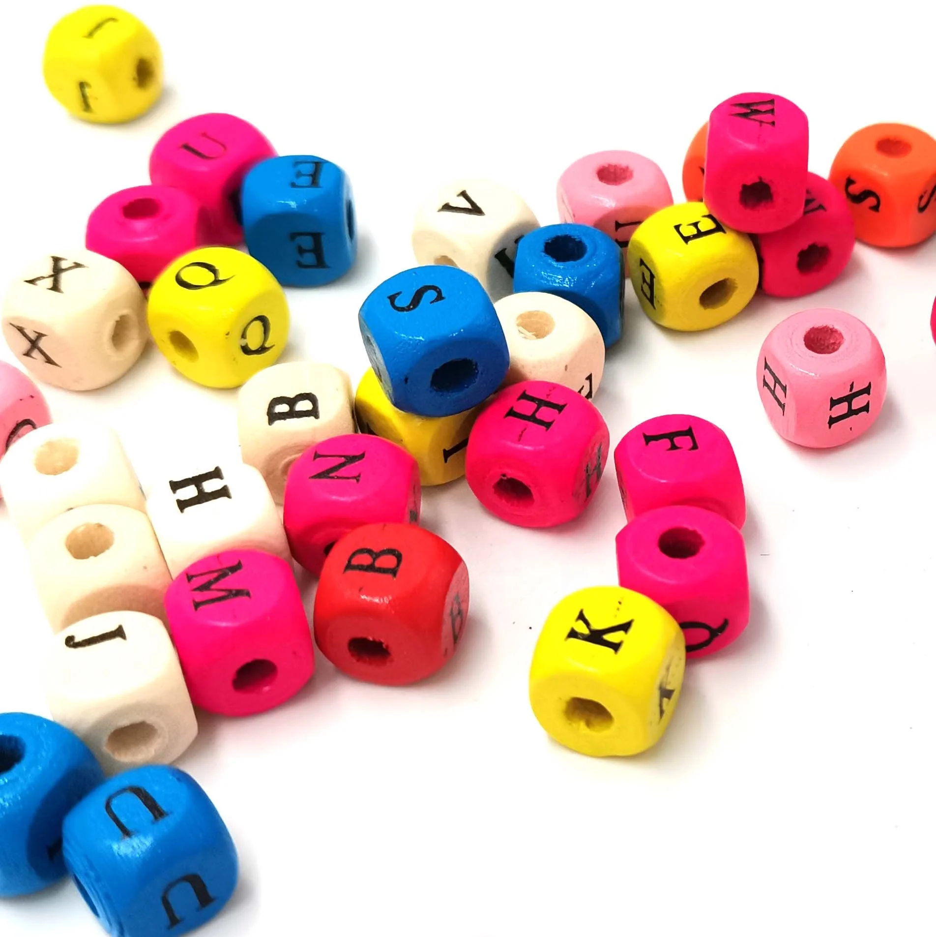 100pcs English alphabet letters colorful wood craft material for Christmas pendant