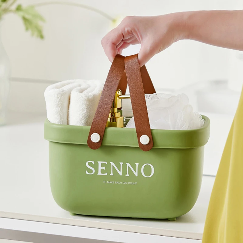 New  Home Bathroom Storage Basket Multifunctional Plastic Storage Basket with Handle