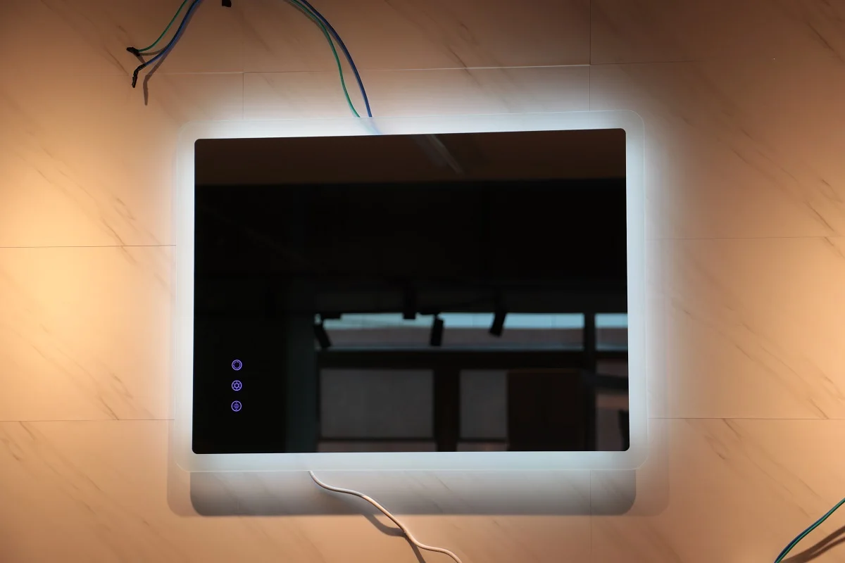 wholesale aluminum frameless rectangle modern bathroom decorative wall mirrors with led light