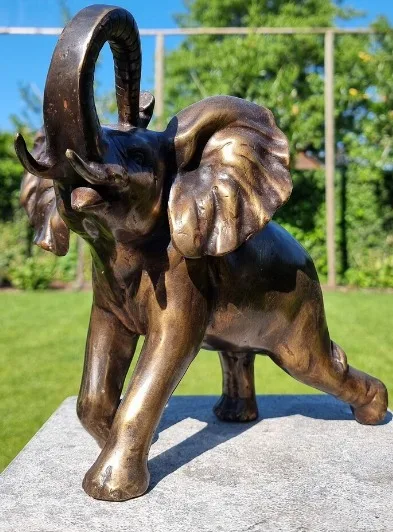 Antique Designer Bronze Golden Elephant Sculpture for Garden Decoration Indian Manufacturer