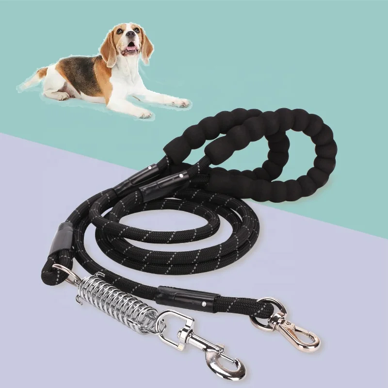 Animal Pet Dog Walking Reflective Braided Rubber Traction Leash Lead Rope Nylon With Spring Dogs Pets Harness Belt Leashes