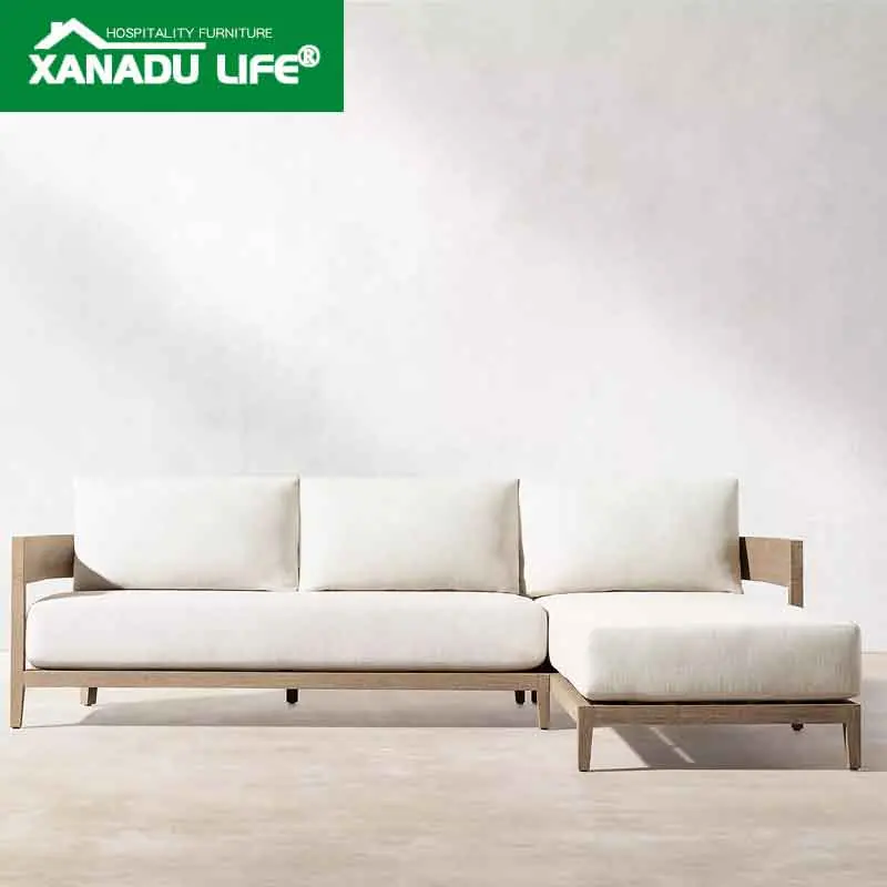 
Wood Modular Sofa Outdoor Couch Set All Weather Teak Sofa Luxury Sofa Set Waterproof Cruise Gazebo Resort Teak L Shape Lounge 