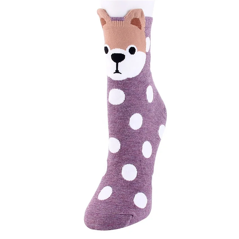 Unisex Adult Cotton Kawaii Knitted Animal Print Face Dog Cute Funny Girl Socks Anti Slip For Women  (Many Models)