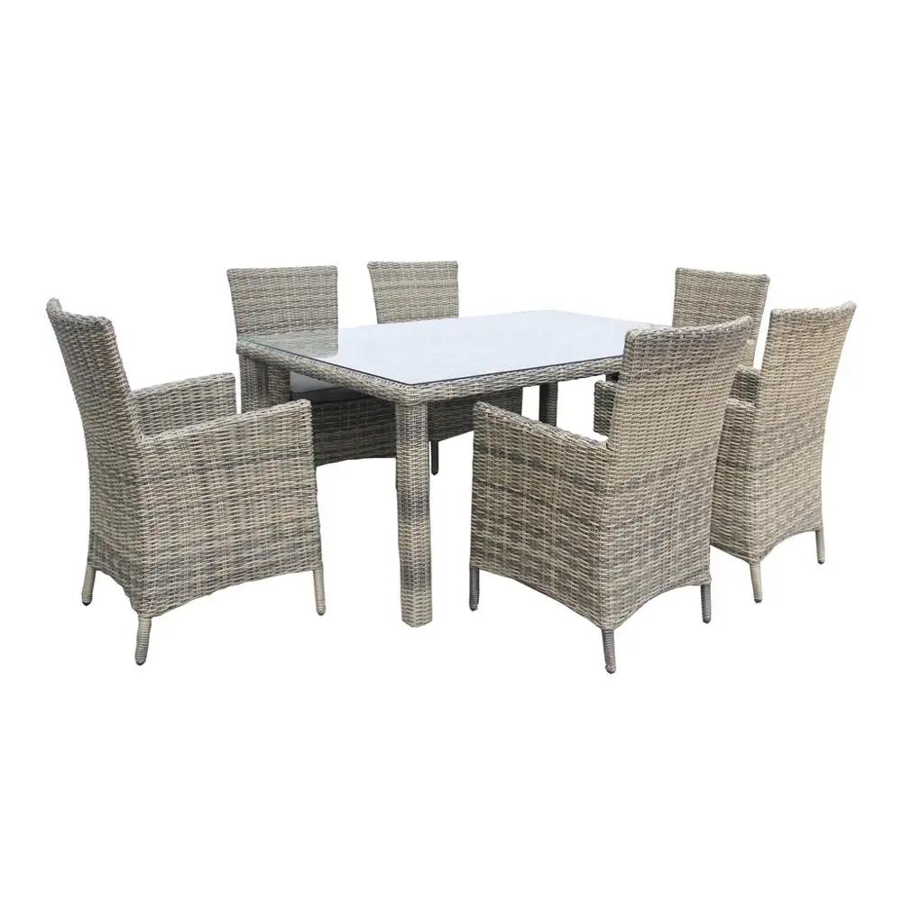 
New style All Season 6 seats outdoor patio rattan Table and Chairs wicker rattan Garden dining set 