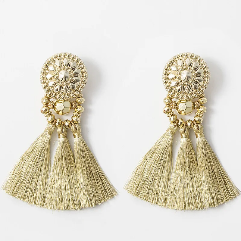 Colorful Long Tassel Hanging Earrings with Zircon Fashionable Pendant Design Wedding Engagement Anniversary Party Perfect Gift
