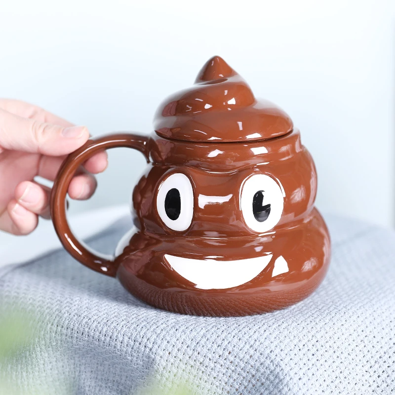 creative brown color funny cartoon poop design ceramic milk mug porcelain coffee cup