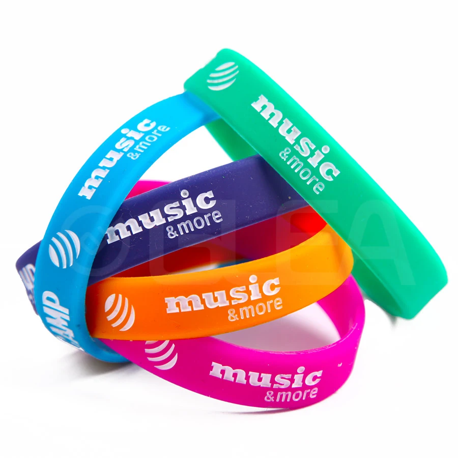 Plastic Rubber Silicone Elastic Wristbands with logo custom
