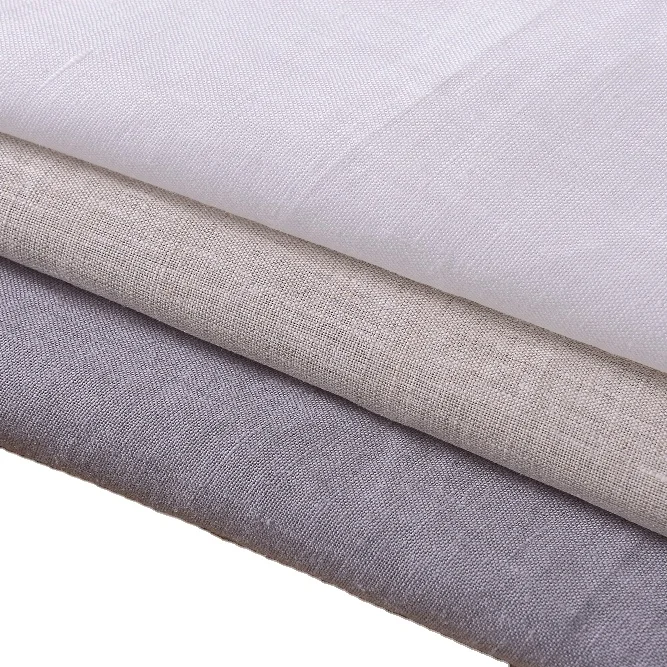 156GSM Custom Vintage Washed High Quality French Natural Organic Flax Plain Dyed Woven 100 Pure Linen Fabric For Clothing