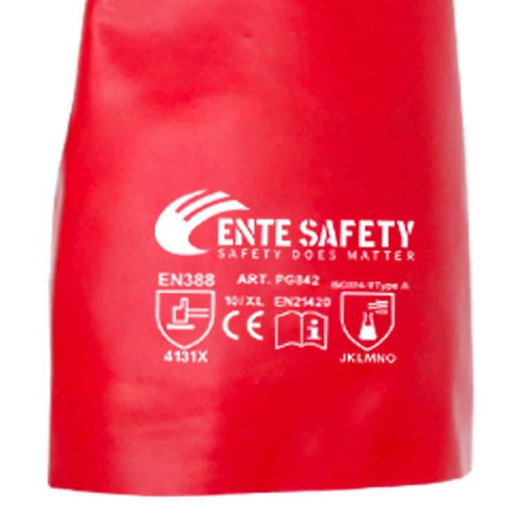Thermal Oil & acid chemical resistant motocross Red PVC Industrial Gloves For Work
