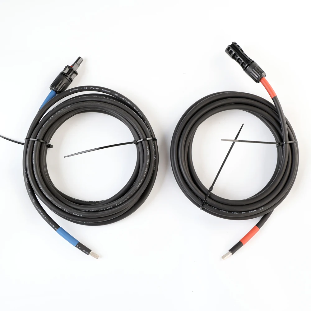 8AWG 10mm 2pcs 5m Copper Solar PV MC 4 Male Female Power Extension Cable for Solar Panel Power Station