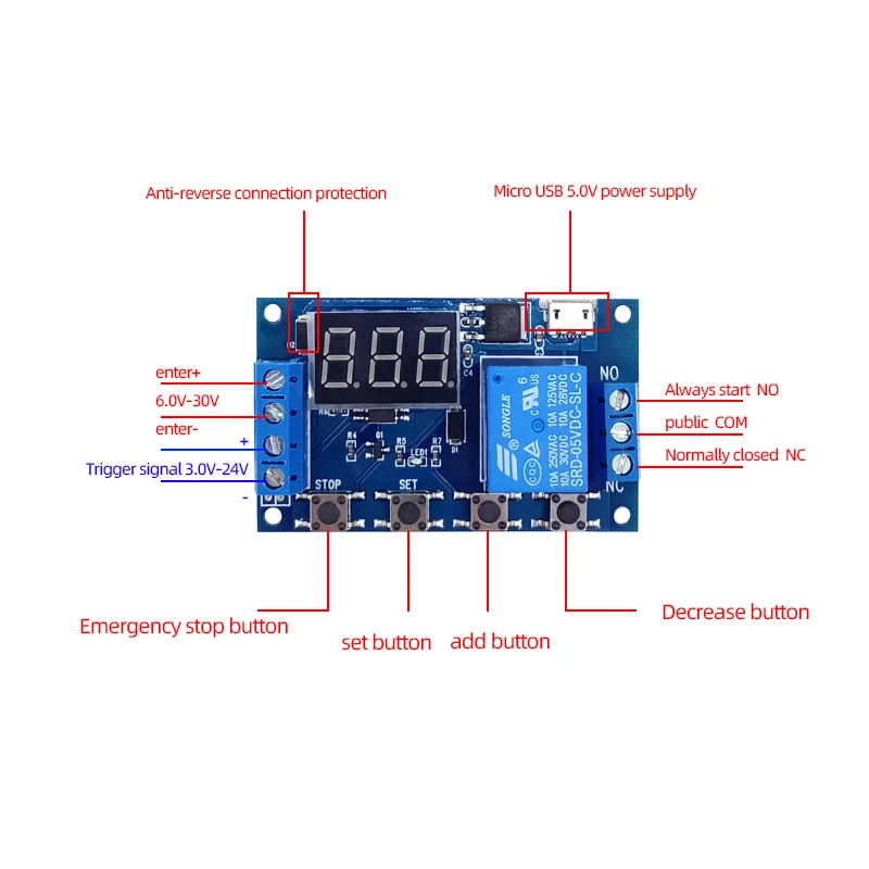 One-way relay module Delay power off Disconnect Trigger delay Cycle timing circuit switch