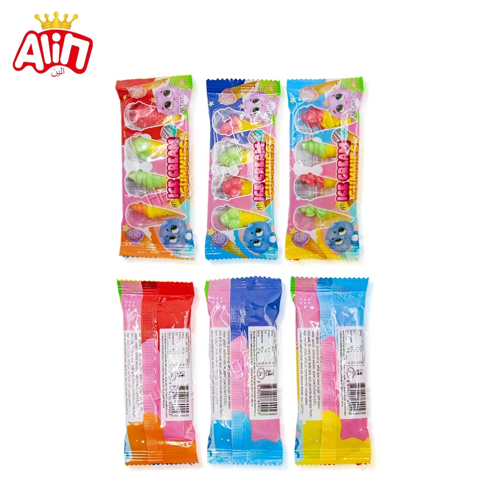 candy wholesale snacks candy Individually packed 4 PCS Ice cream sour and sweet gummy candy