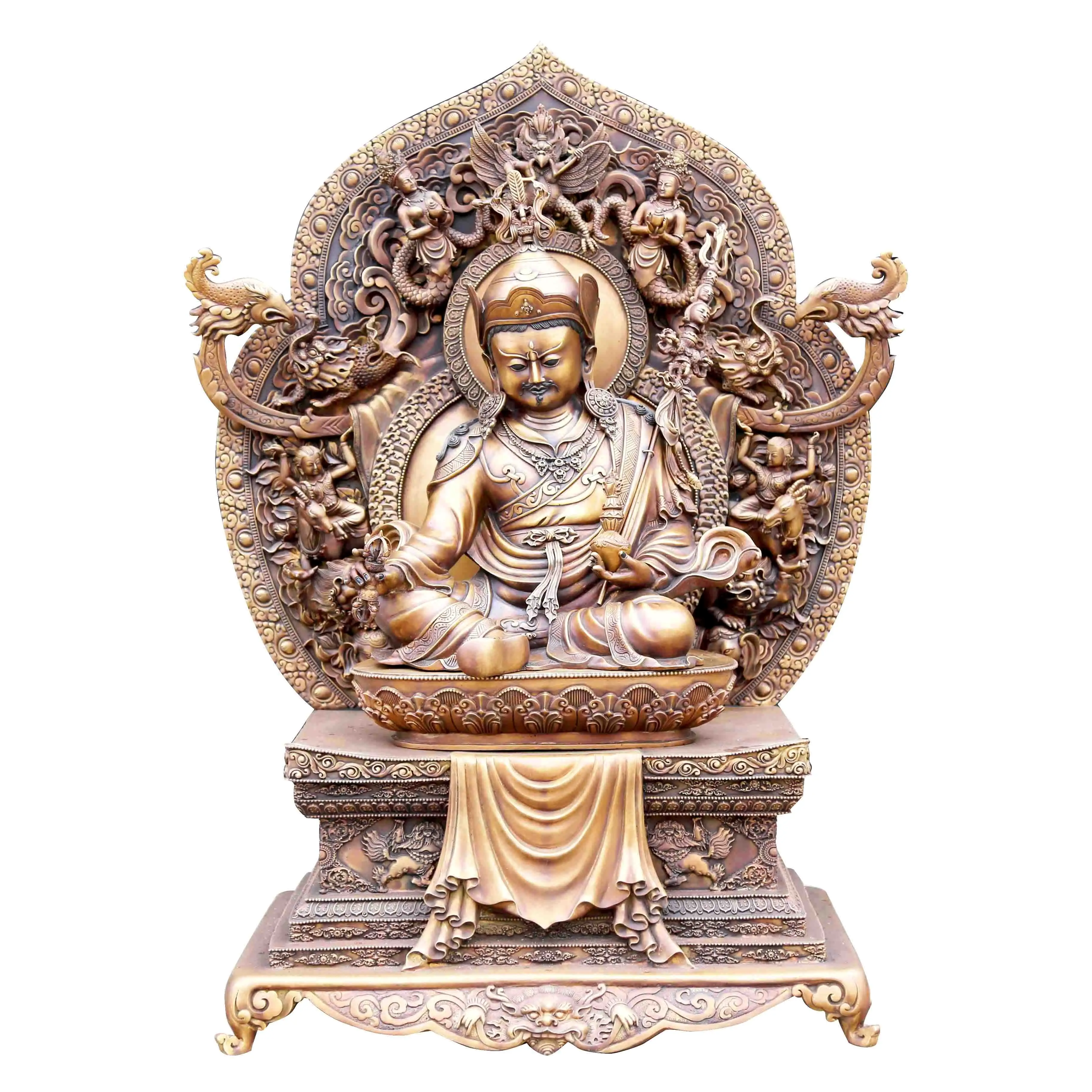 Antique Indoor Bronze Sculpture Gold Plated Buddha Sculpture for Sale