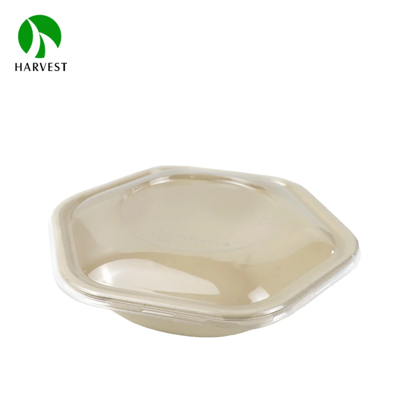 34oz Biodegradable Pulp Sugarcane Disposable To Go Poke Salad Hexagonal Bagasse Bowl