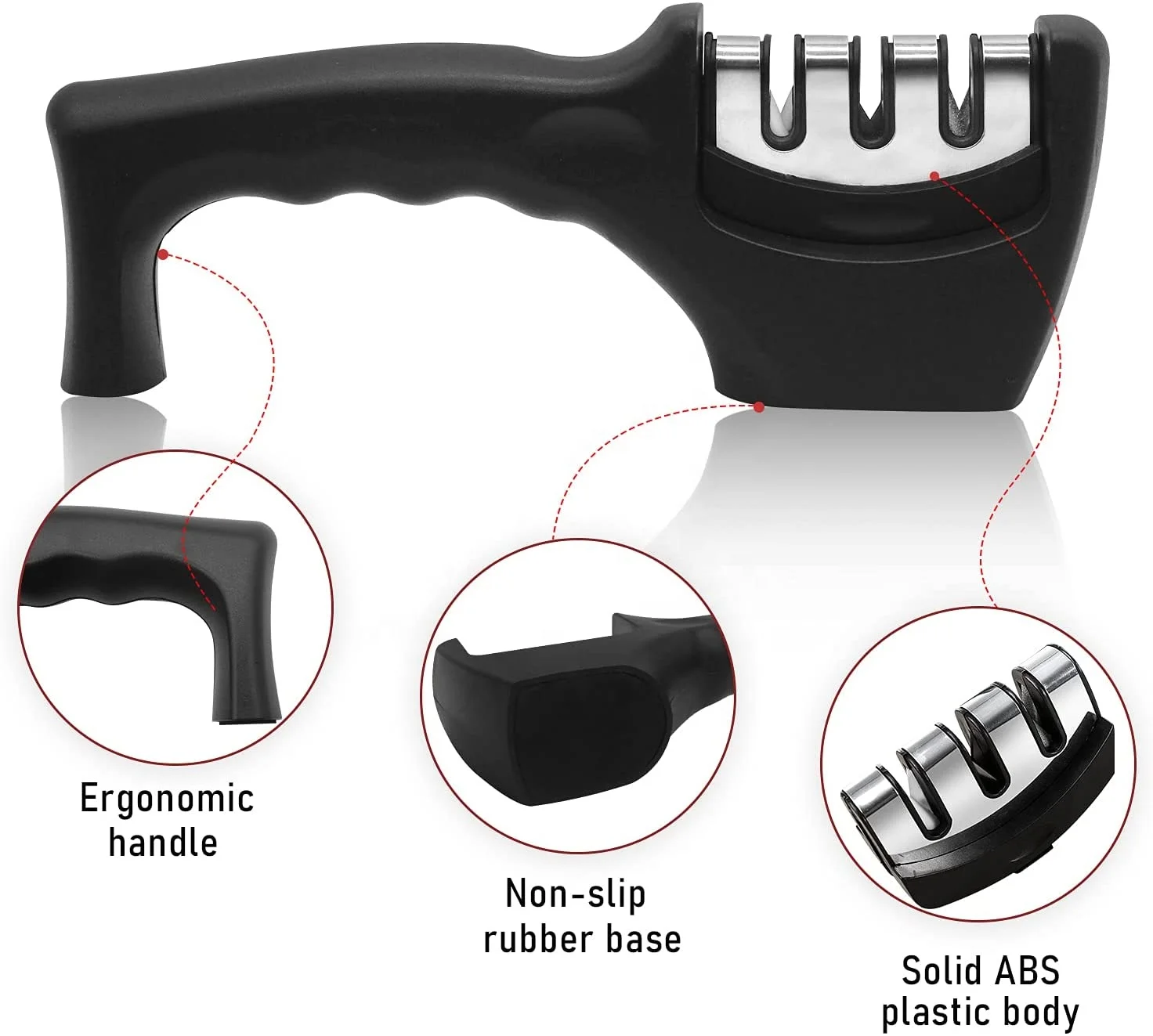 Amazon 4 в 1 кухонный нож Аксессуары ручной нож инструмент для заточки Профессиональный 3 этап точилка для ножей