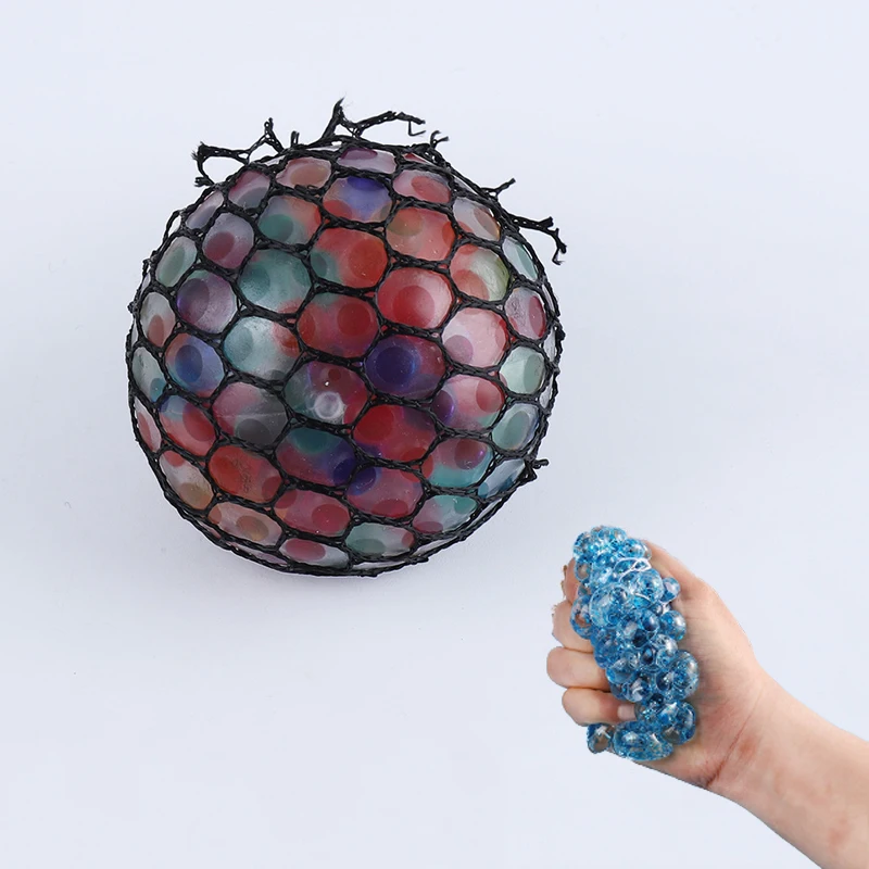 Wholesale Tpr Cute Water Bead Gel Soft Fidget Toy Children Adult Fidget Toy 5cm Grape Shaped Mesh Soft Squeeze Toy Ball