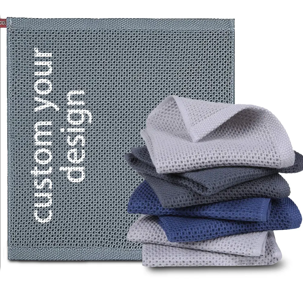 Waffle Weave custom Kitchen Towel Wholesale personalized kitchen towels Sets 100% Cotton Soft Quick Drying Dish Towels