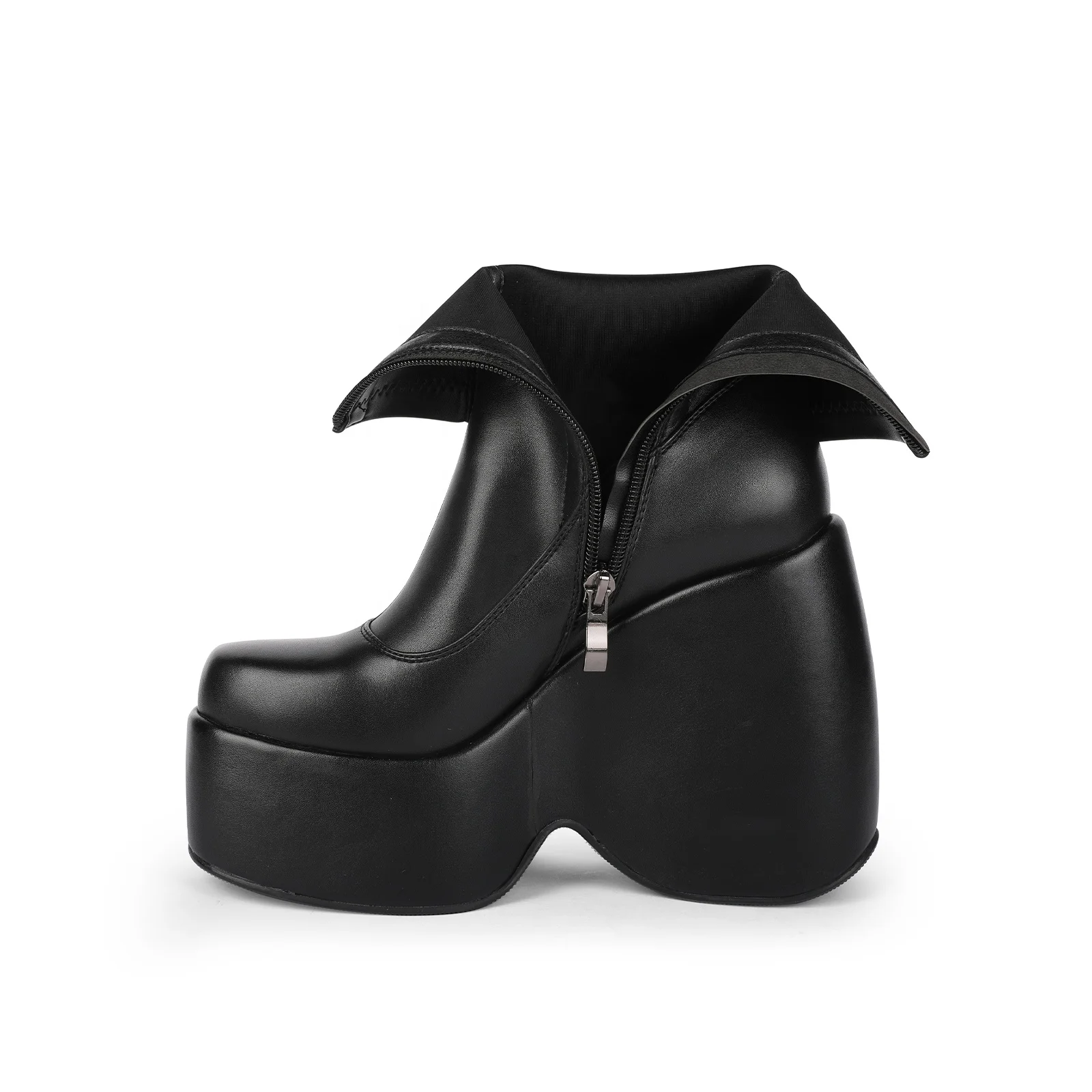 WETKISS 2022 Custom Goth Shoes Black Stretch PU Boots High Platform Ankle Boots Women Wedge Boots Wholesale