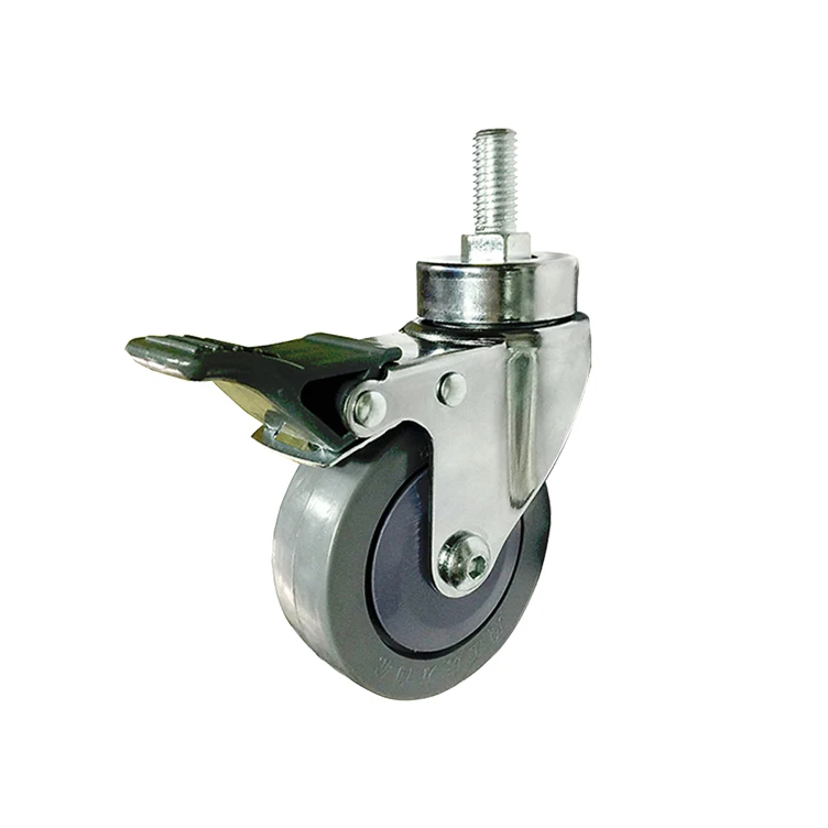 75mm soft grey tpr sewing machine used  wheel caster for furniture with brake