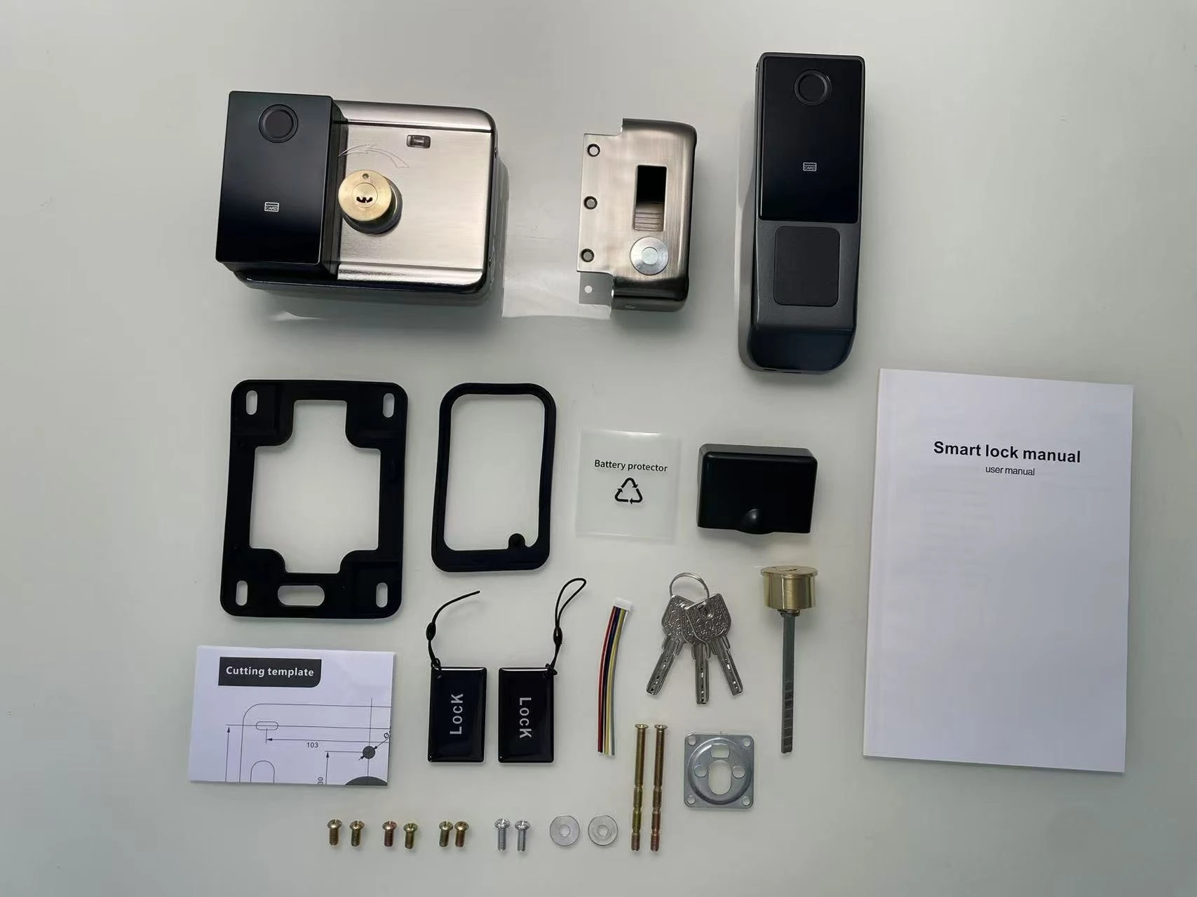 Waterproof IP65 Intelligent Digital Smart Password Key Unlock Finger Scan Doorbell Doorlock Glass Metal Smart Door Handle Lock