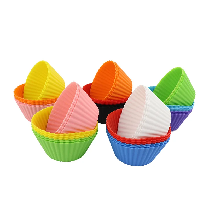 Amazon Colorful DIY Cake Reusable Non Stick BPA Free Cupcake Silicone Baking Tool Silicone Muffin Cups