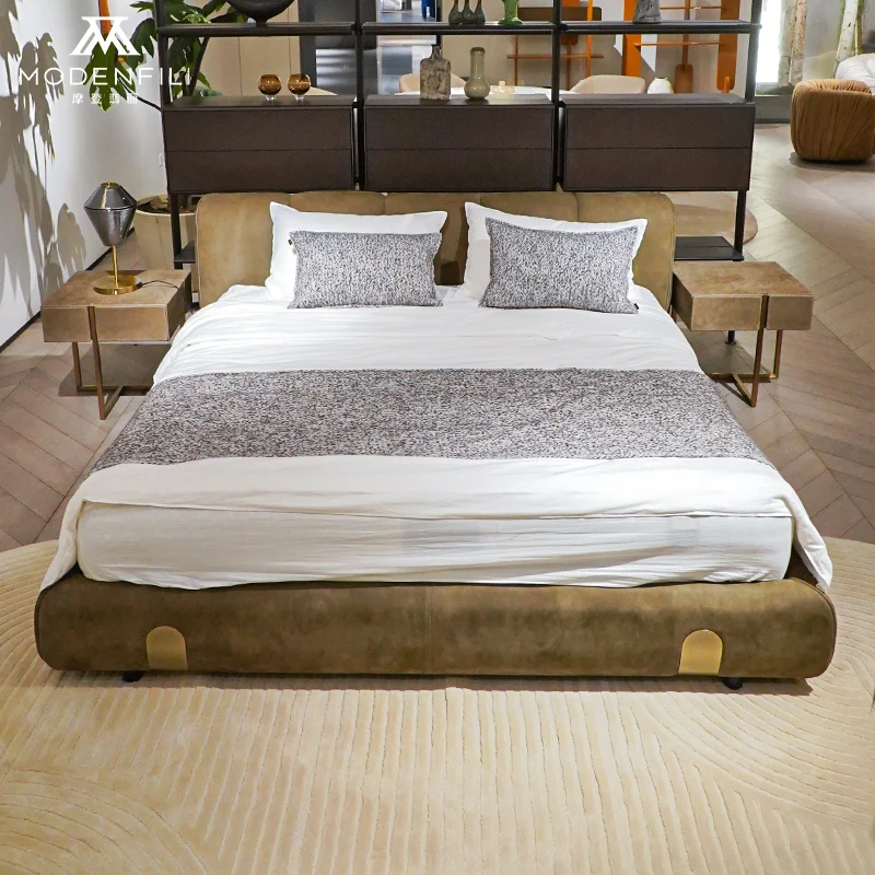 Modenfili Bett Letto Matrimoniale Luxury Bedroom Furniture King Size Wooden Stainless Steel Upholstered Leather Beds Frame Camas