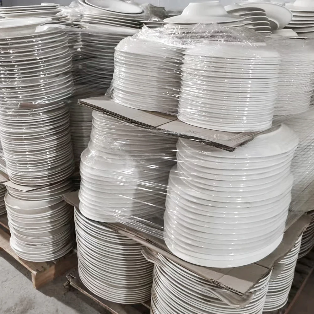 Factory Bulk Sell Stock White Dish Ceramic Plate By Ton Porcelain Dinner Sets Dinnerware For Hotel Restaurant Use