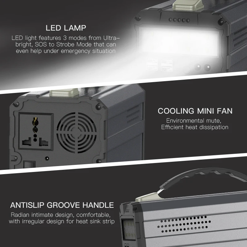 DC AC 300W solar generator optional 25Ah 75000mAh portable outdoor power station jump start