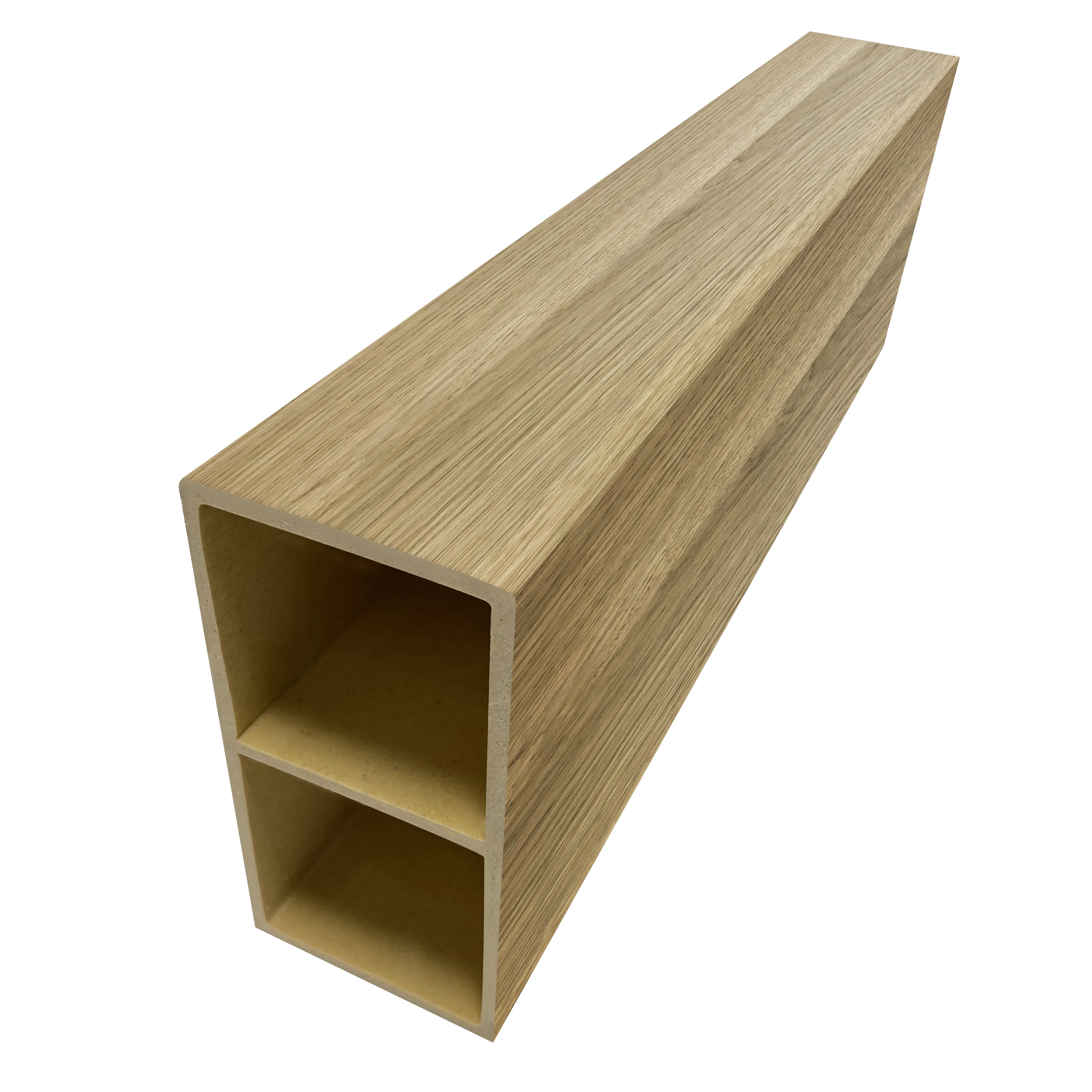 Wholesale Price Interior Decorative Laminated PVC Cladding Ceiling Batten Timber Square Tube WPC Hollow Column Wall Panel