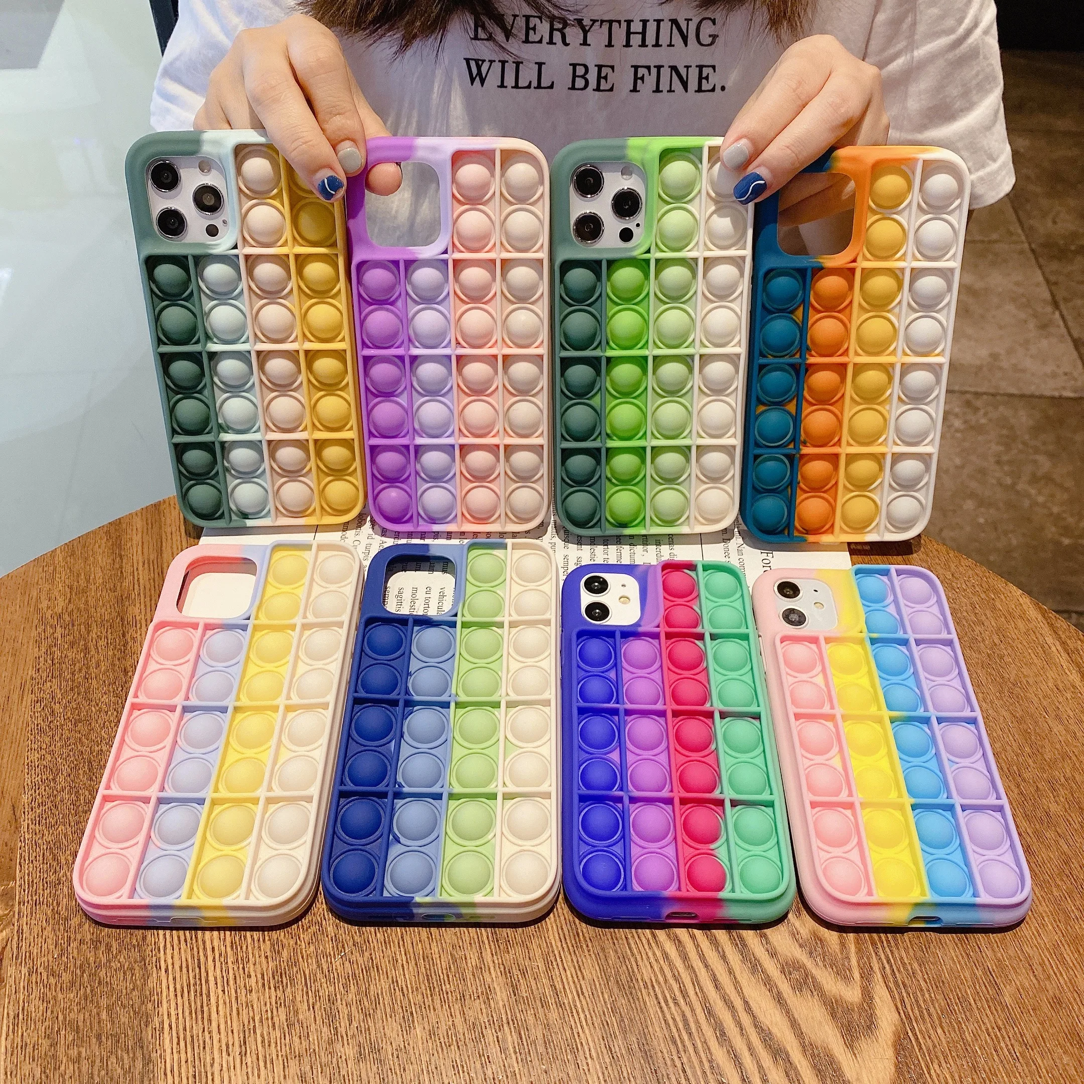 Wholesale Fidget Phone Case Stress Reliever  Rainbow Pops  Bubble Phone Case for iPhone 13 iPhone 13 Pro Max