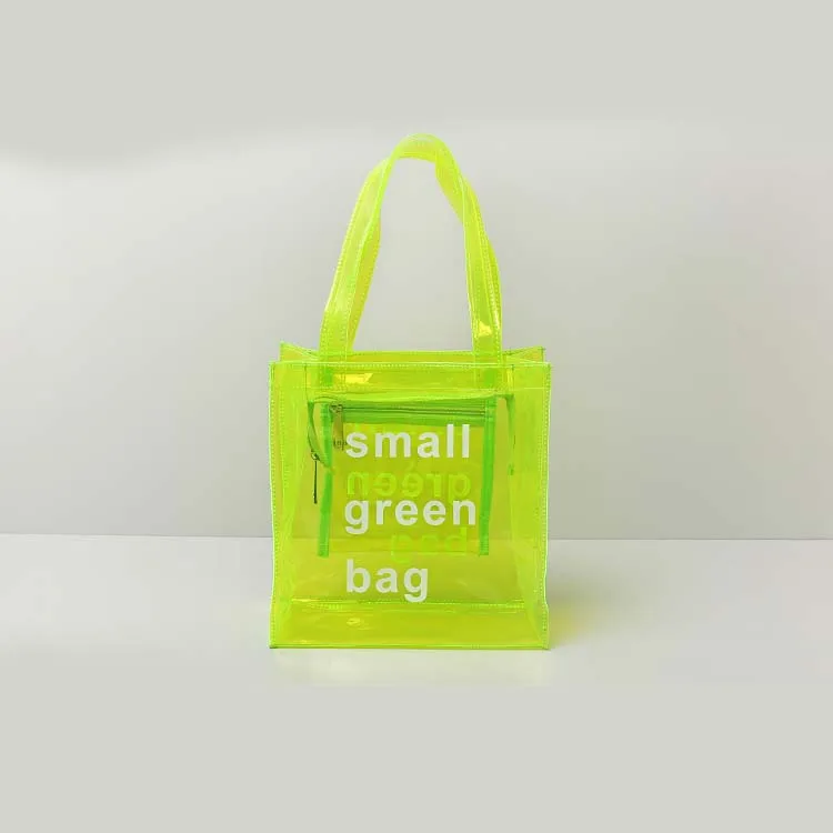 Custom Fashion PVC Transparent Jelly Handbags For Women Luxury Ladies Clear Neon Tote Bags