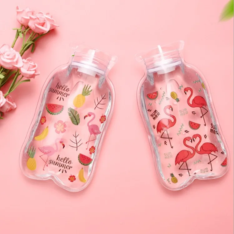 
Customized Transparent PVC Hot Water Bag Cute Cartoon Hot Water Bottle Hand Warmer Filled Mini Explosion-proof Portable Style 