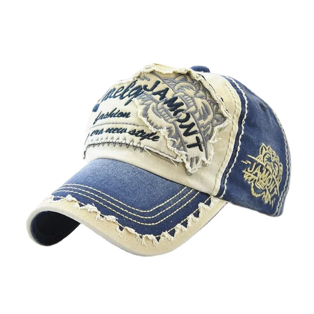 Solid 6-Panels Distressed Denim Trucker Cap Washed Sport Cap Hat Women Men Plain Worn Out Cotton Denim Baseball Cap