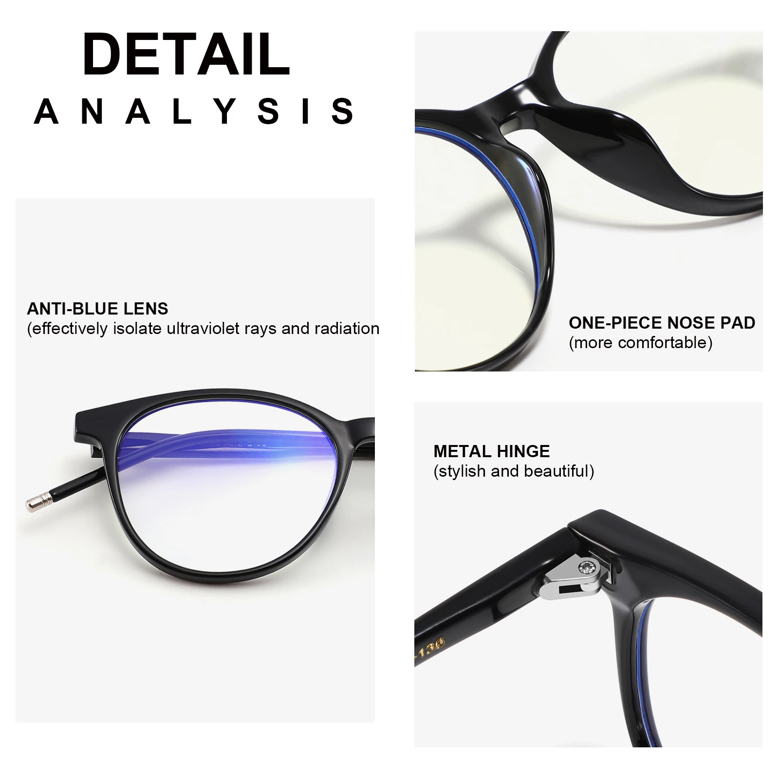 Tr90 Anti Blue To Block Light Computer Glasses Mobile Phone Bluelight Blocking Protection Round Eyeglasses