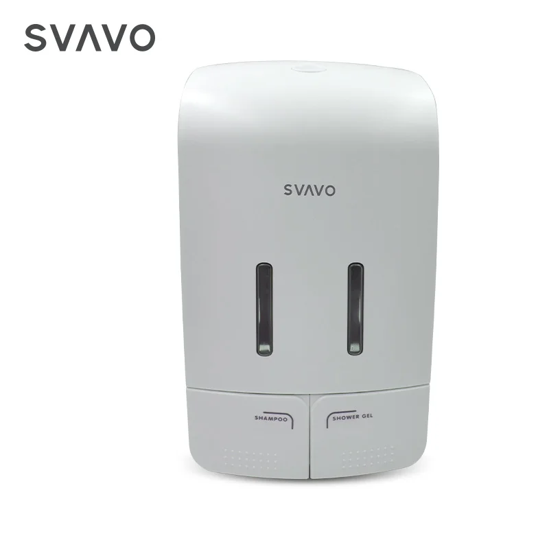 Hotel Wall Mounted 1100ml Big Volume Refillable Double Bottle for Shampoo Shower Gel Body Wash Manual Liquid Soap Dispenser