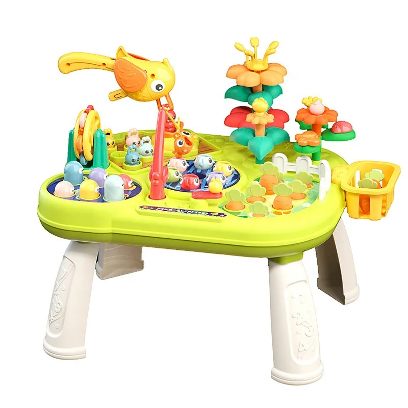 Early Educational Animal Play Desk Toys Happy Farm Multi-function Game Table Plastic Fish Table Game Learning Table For Children