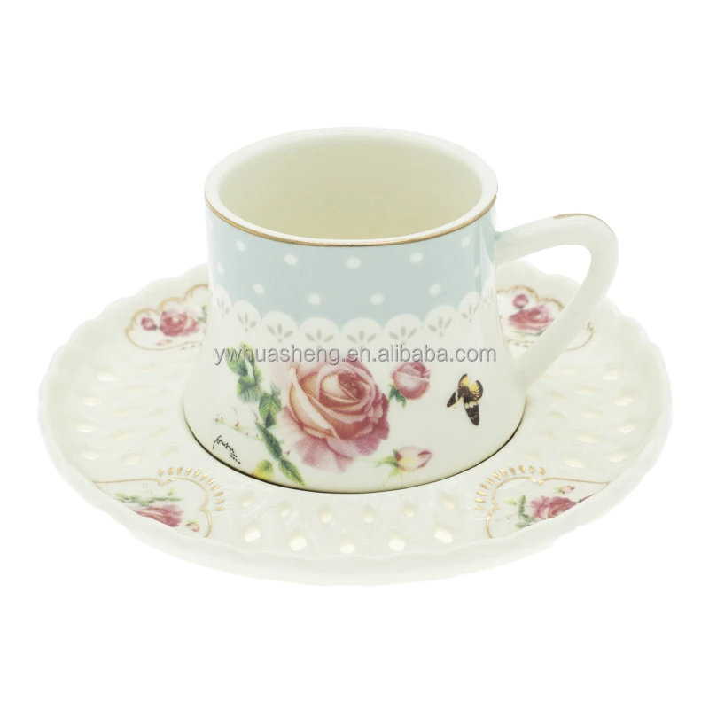 Custom Turkish Coffee Cups And Saucer Arabic Coffee Cups Set of 12 New Bone China Tea Set