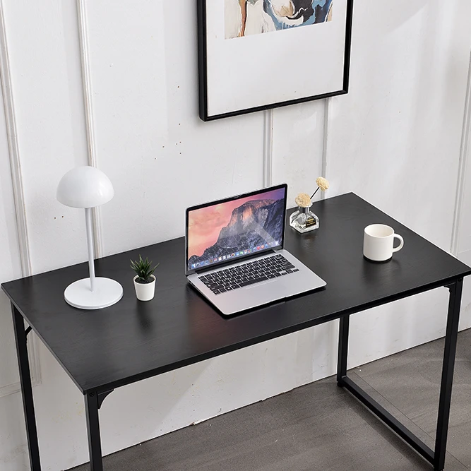 Computer Desk, Modern Simple Sturdy Design Writing Table, Home Office Desk with Iron Hook for Table Organization