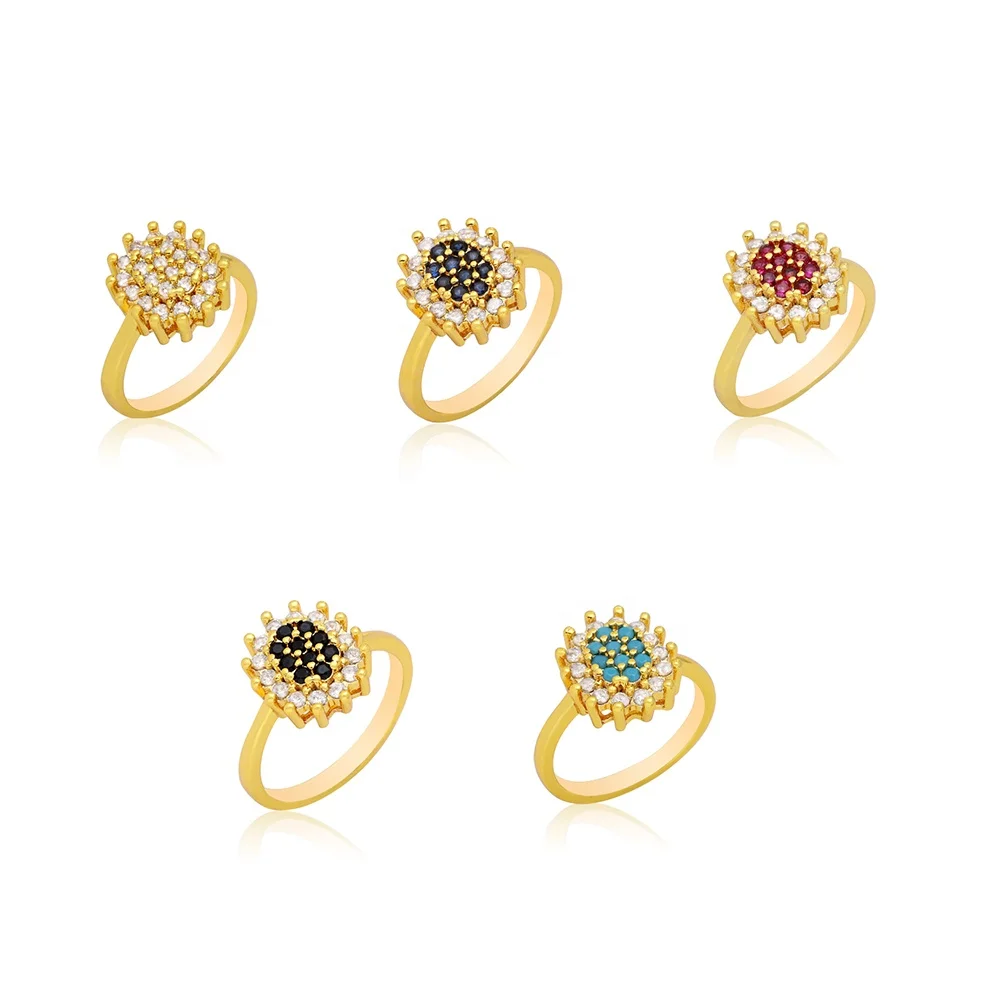 High Quality Wedding Ring Saudi Arabia Lady Ring Luxury Zircon Jewelry Design Exaggerated Latest Gold Ring Mixed Wholesale