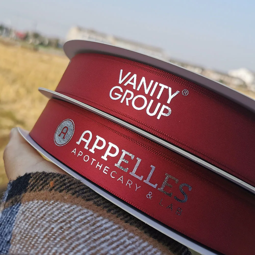 Custom logo printed china grosgrain satin tape custom luxury gift jewelry package box with ribbon