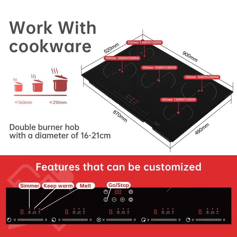 8500W high-powe Kitchen appliances 5 burner induction stover induction sealing machine induction infrared cooker